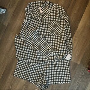 NWT Auden Black and White Plaid Sleepwear Set